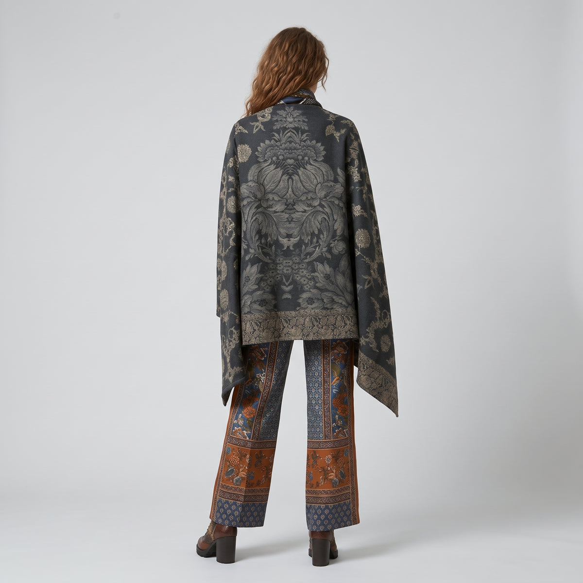 Patterned Jacquard Asymmetric Wrap Jacket
