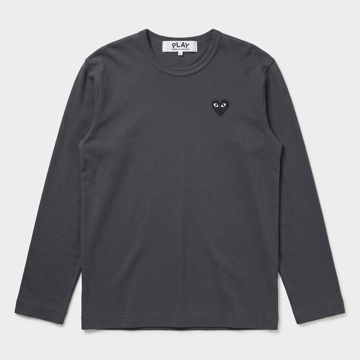 PLAY COMME DES GARCONS Grey Heart Long Sleeve Tee