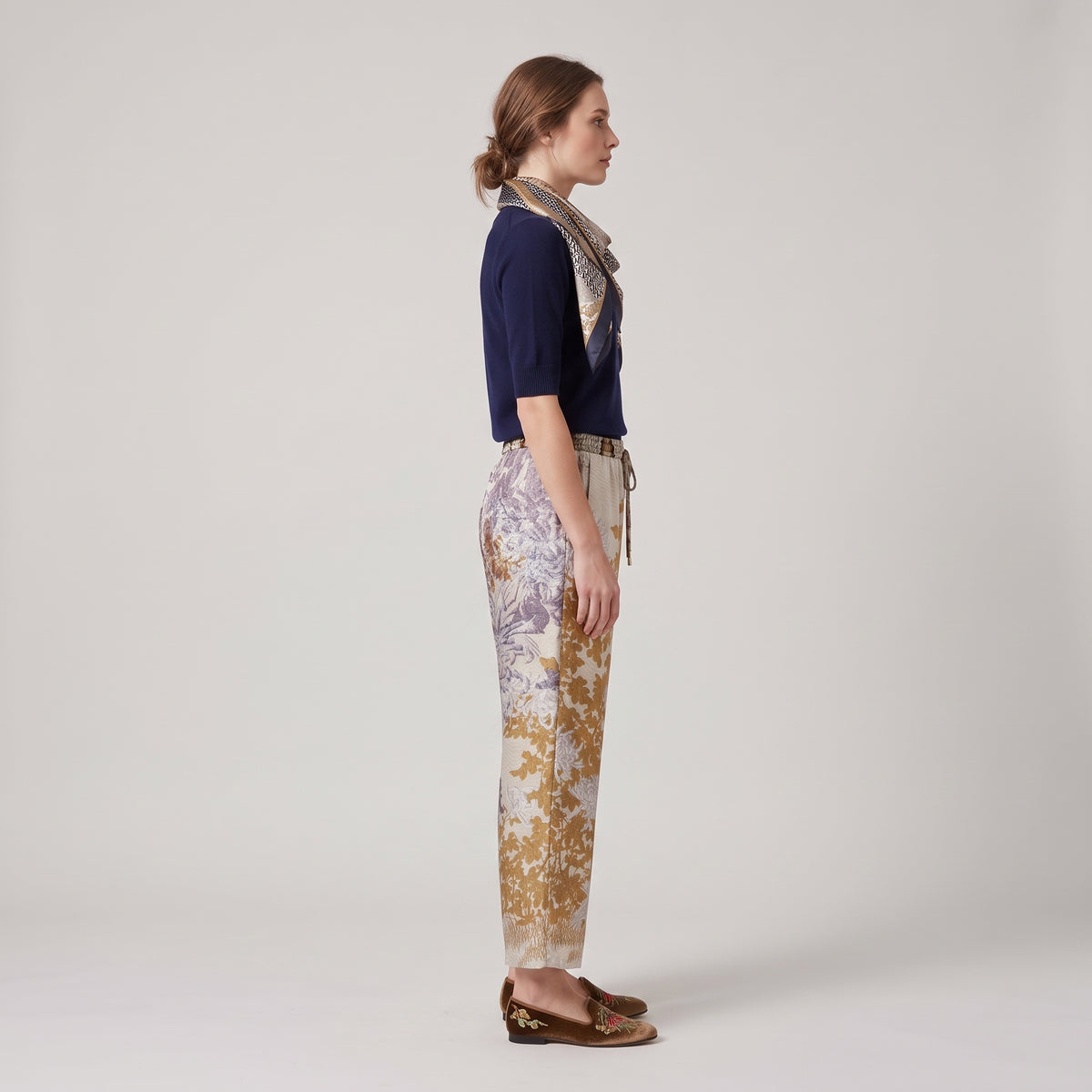 PIERRE LOUIS MASCIA Golden Brown Printed Trousers - view 4
