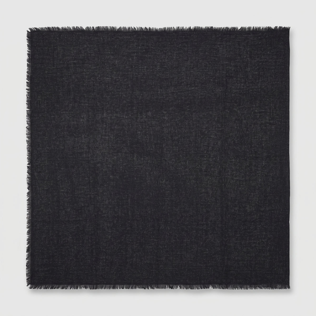 AMA PURE Fringed Black Wool Stole Scarf