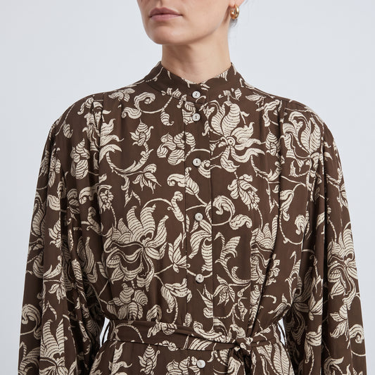 French Lily Printed Shirt Dress