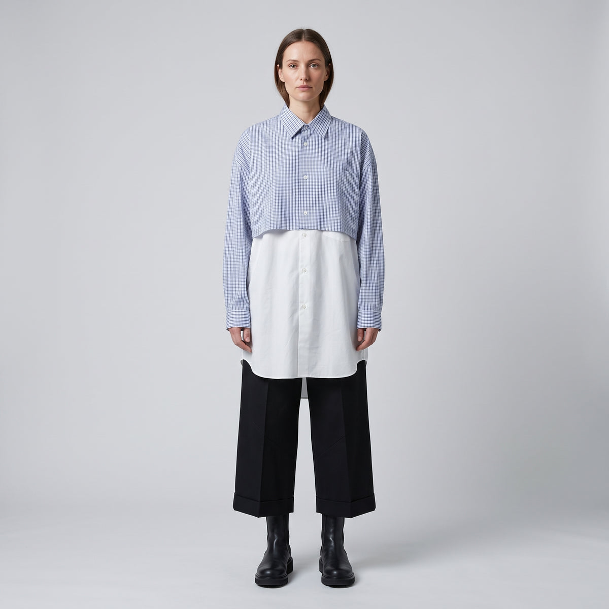 CDG SHIRT Paneled Micro-Check Cotton Shirt - view 3