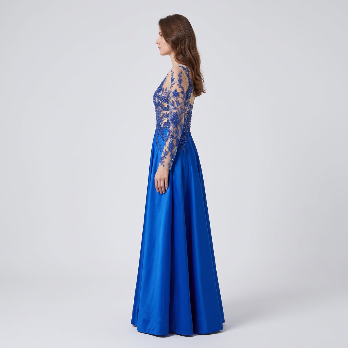 Royal Blue Embellished Evening Gown