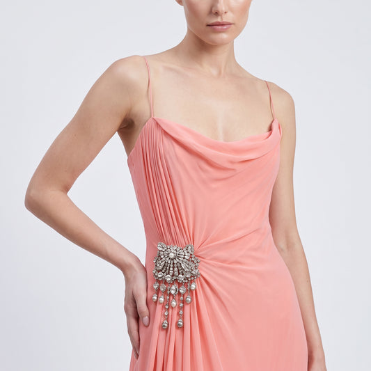 Draped Chiffon Evening Gown