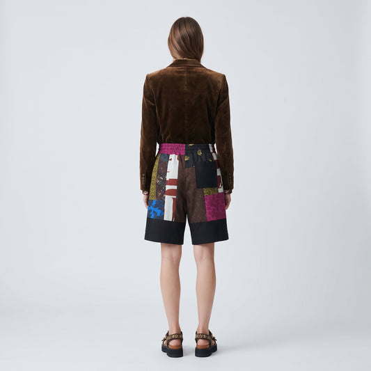 Patchwork Cotton Jogger Shorts
