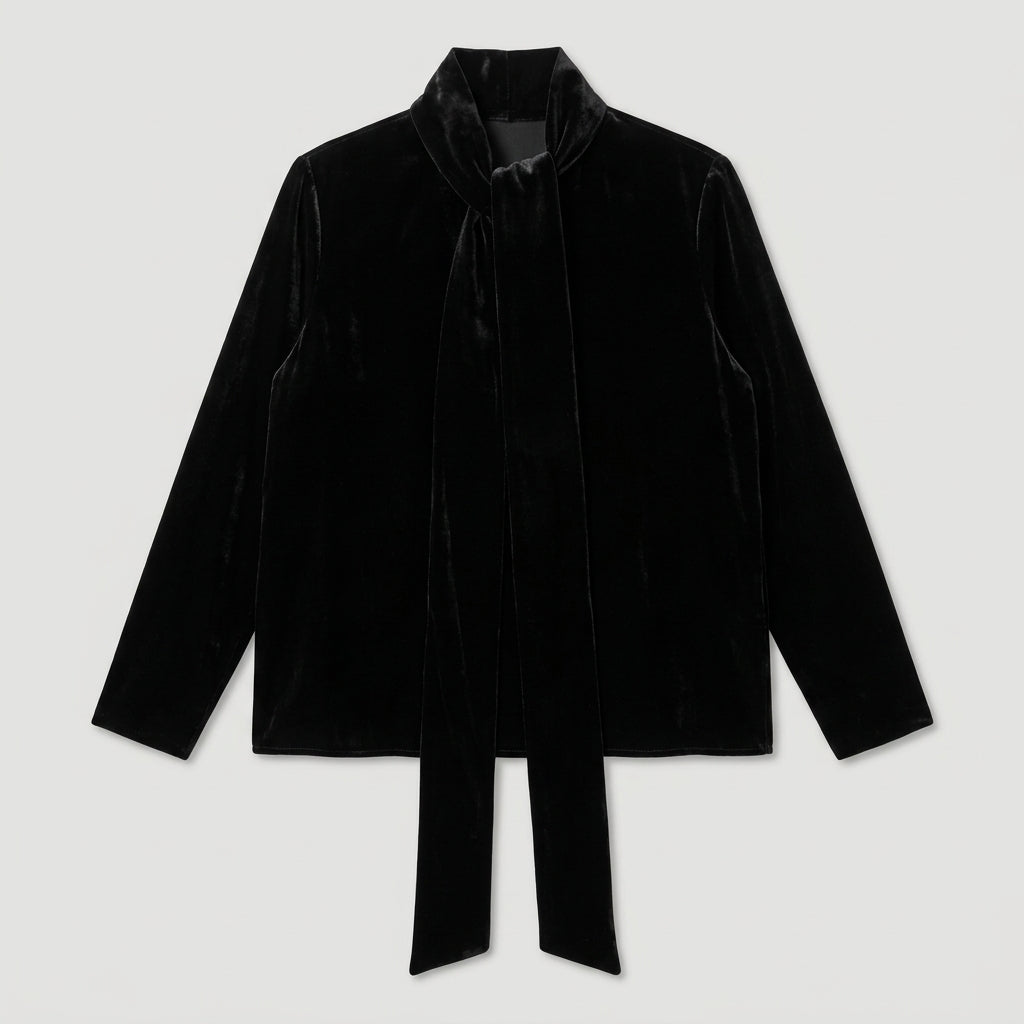 NATAN Velvet Tie-Neck Blouse
