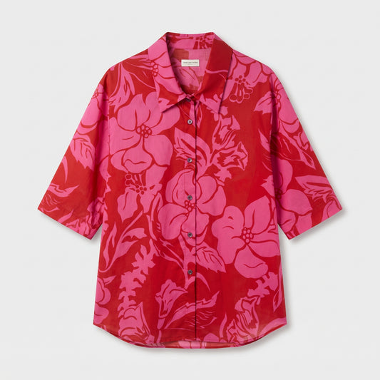 Fuchsia Floral Short Sleeve Shirt
