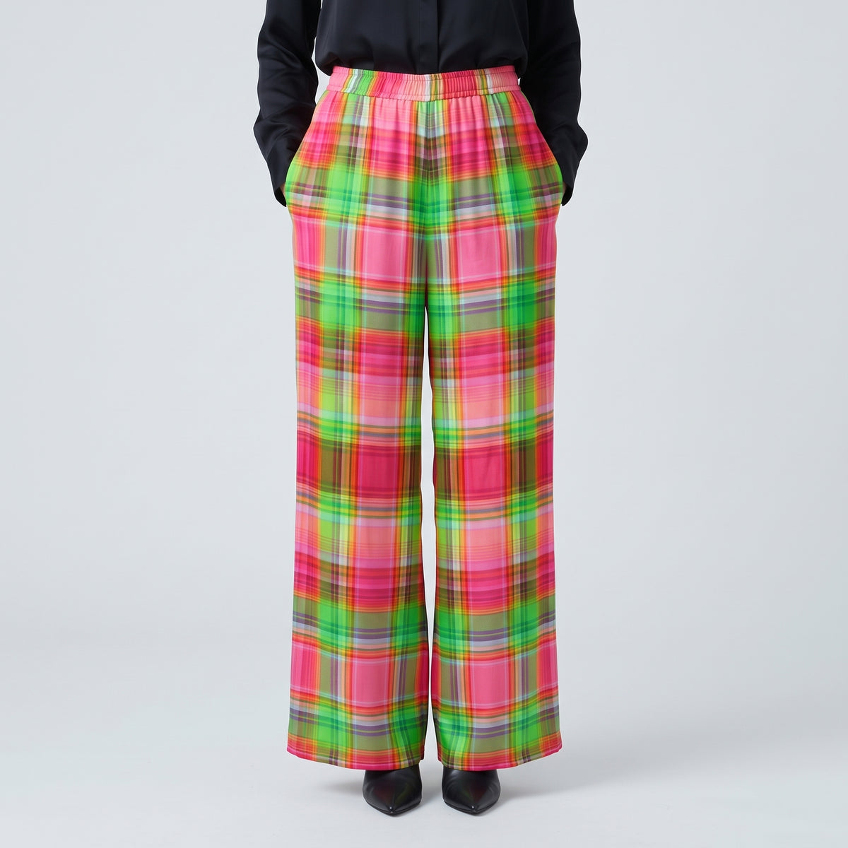 MAISON PASSAGE Vibrant Plaid Wide-Leg Pants - view 5