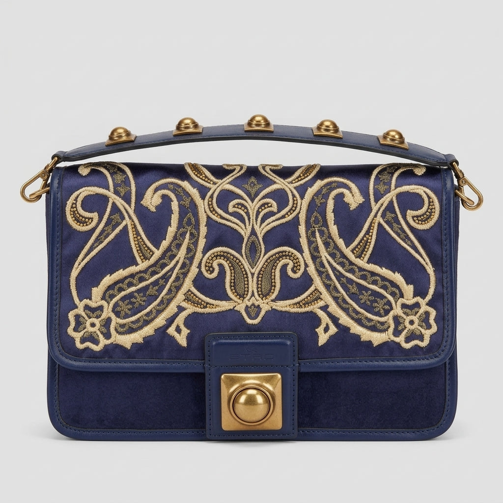 ETRO Embroidered Paisley Velvet Shoulder Bag