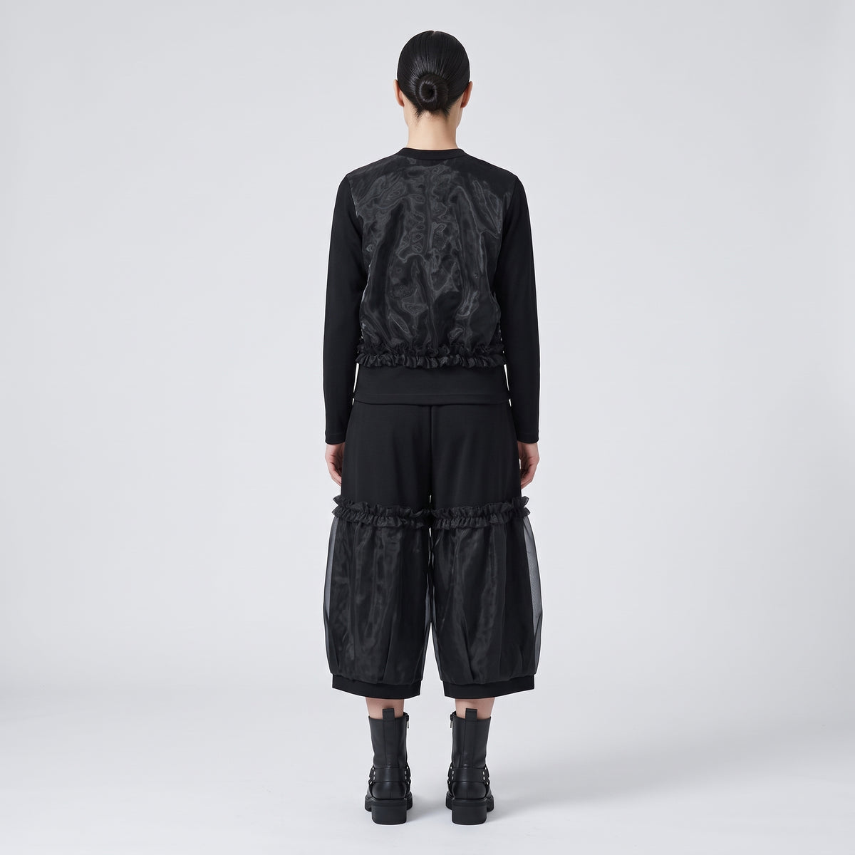 Ruffled Panel Knit Cardigan