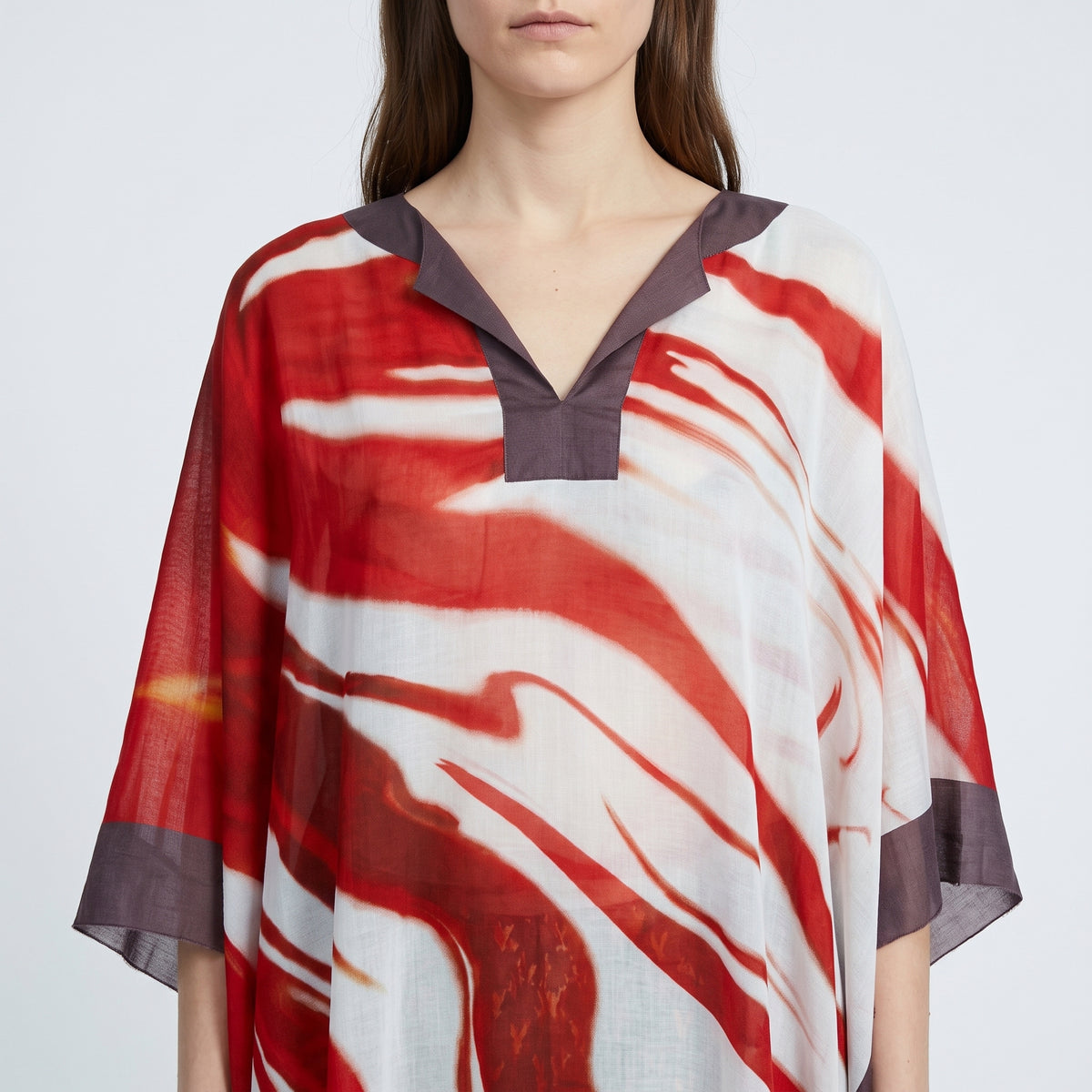 DRIES VAN NOTEN Red Swirl Print Kaftan Dress - view 2