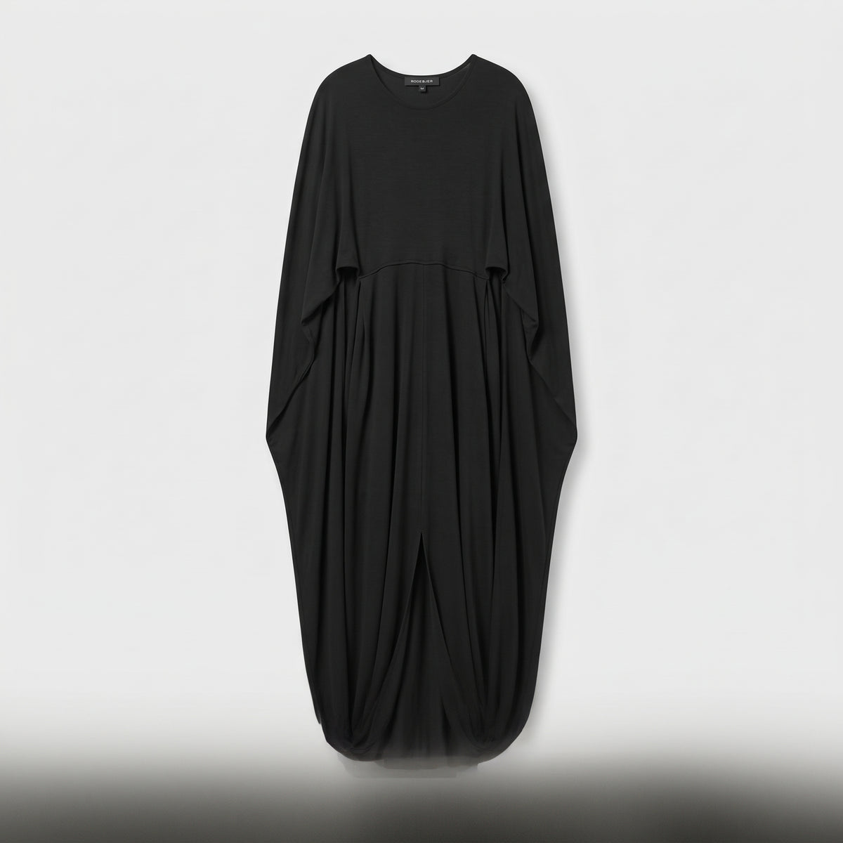 RODEBJER Black Draped Cape Dress