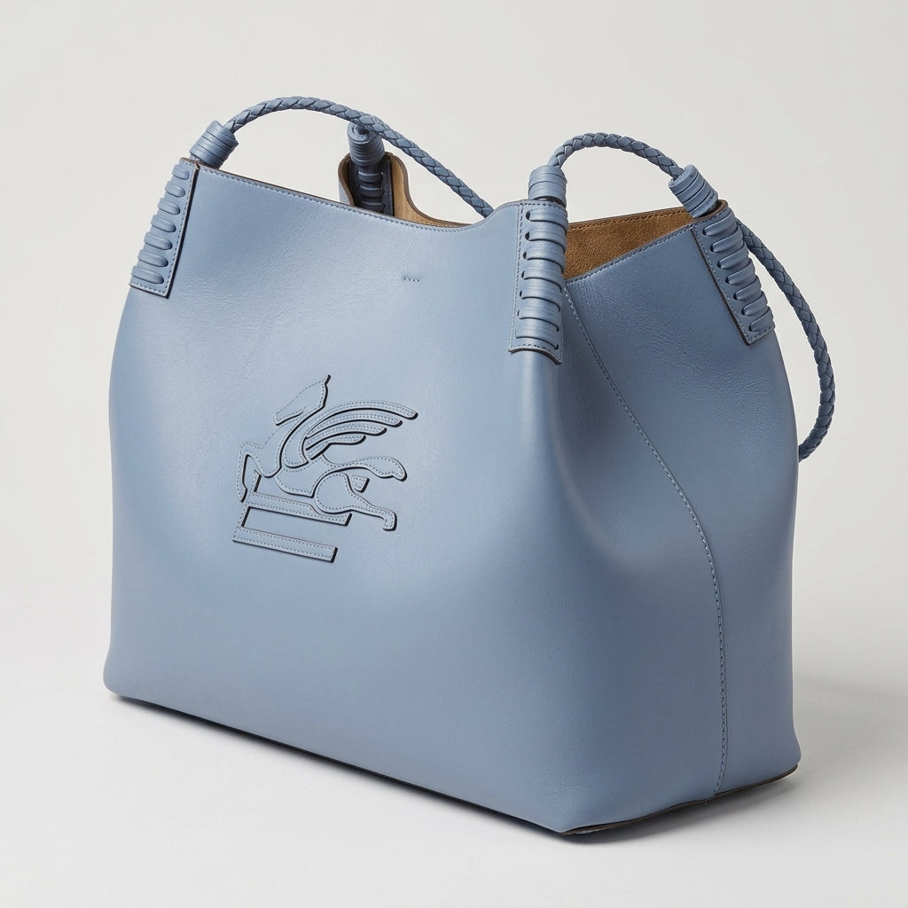 Embossed Pegasus Leather Shoulder Bag
