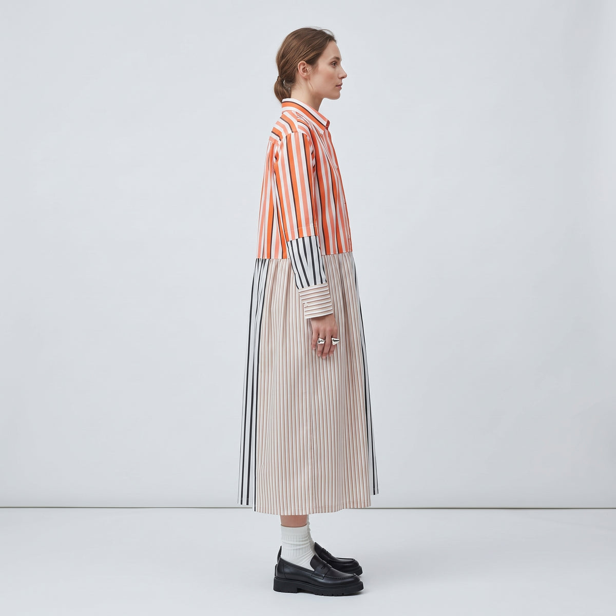 PLAN C Multi Striped Cotton Shirt Dress - view 4