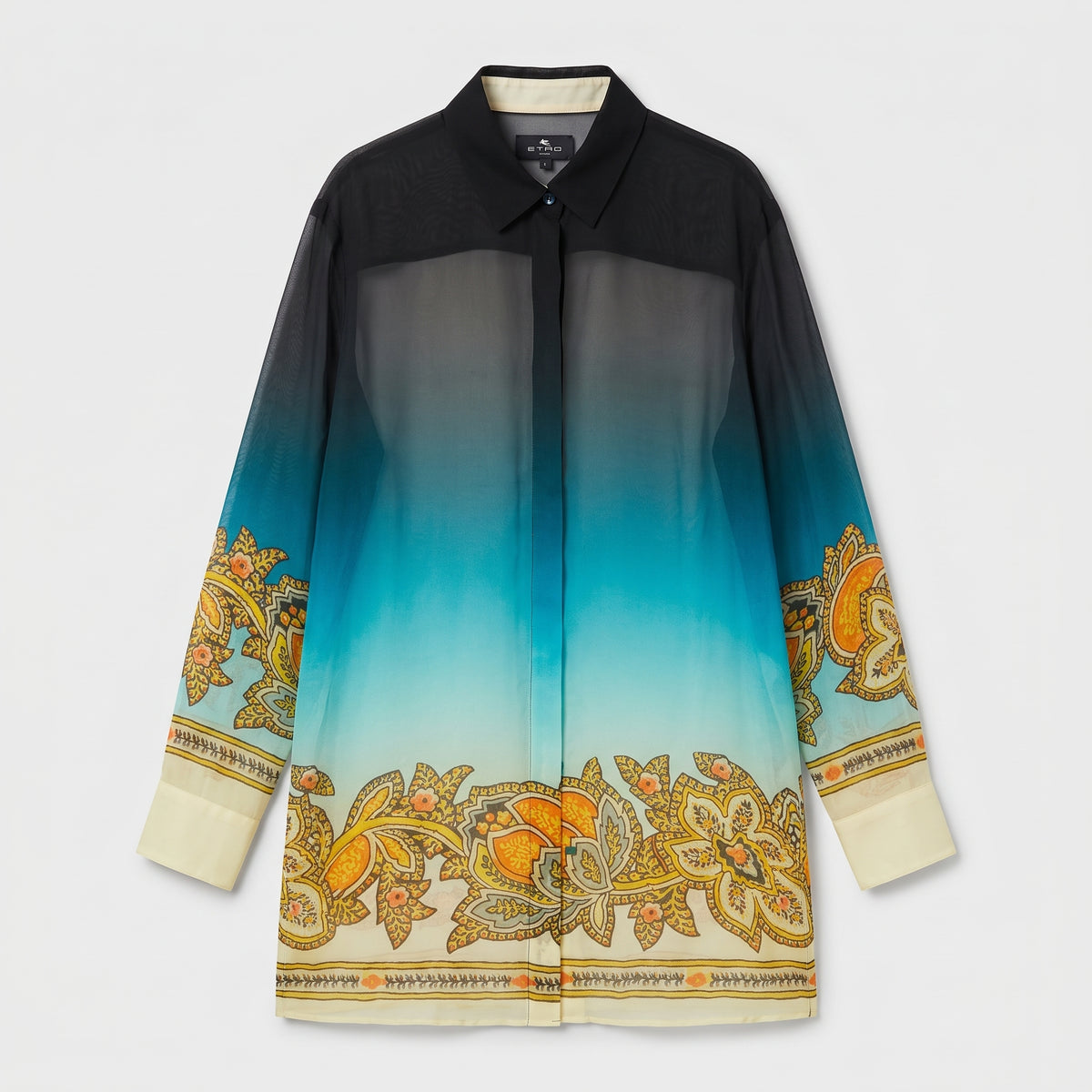 ETRO Sheer Ombre Paisley Silk Shirt