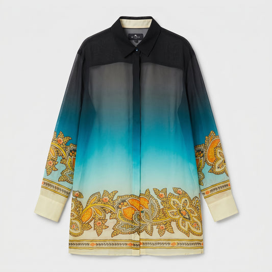 ETRO Sheer Ombre Paisley Silk Shirt