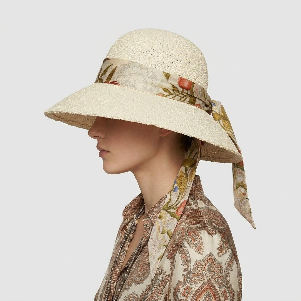 Wide-Brim Straw Sun Hat