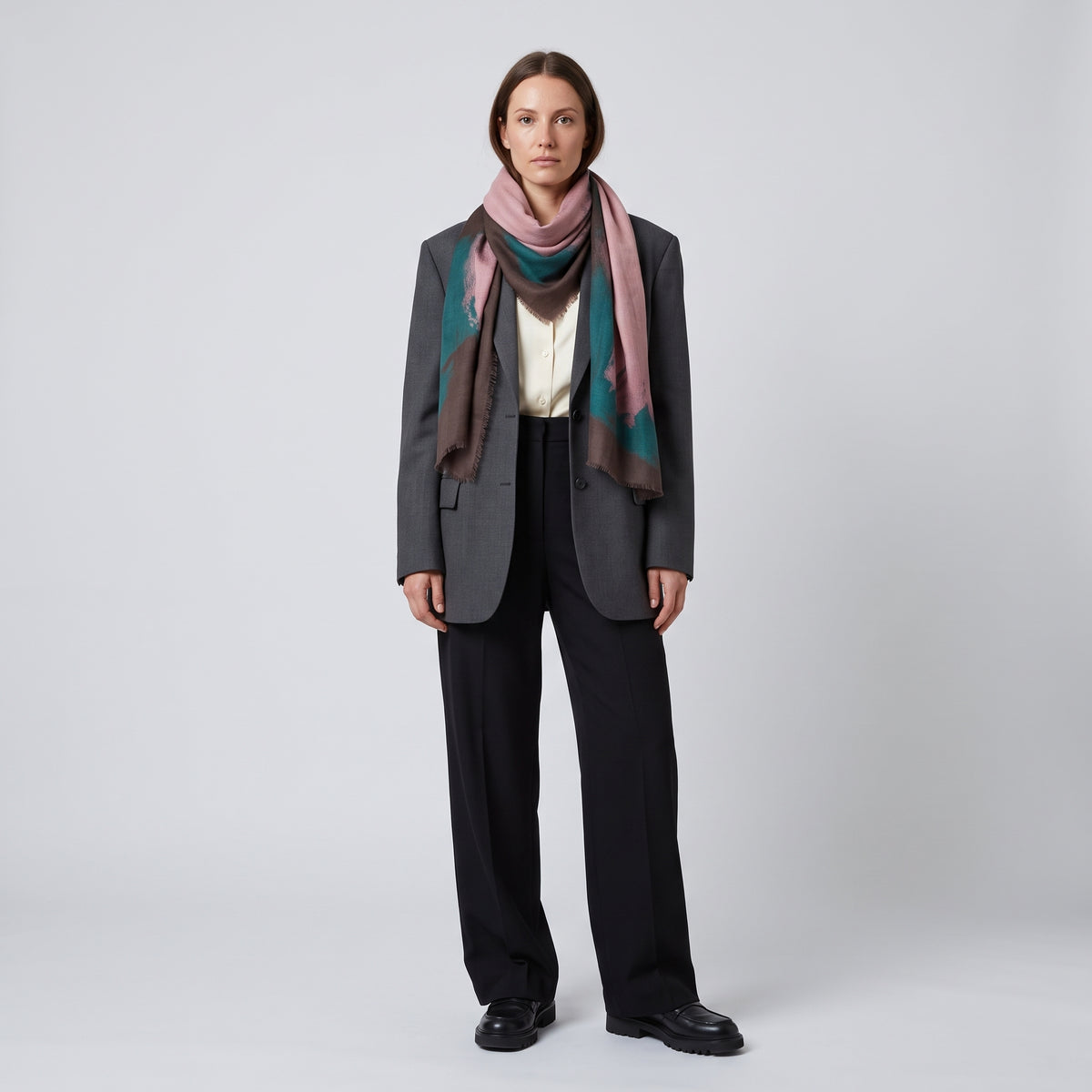 Pink and Teal Brushstroke Scarf
