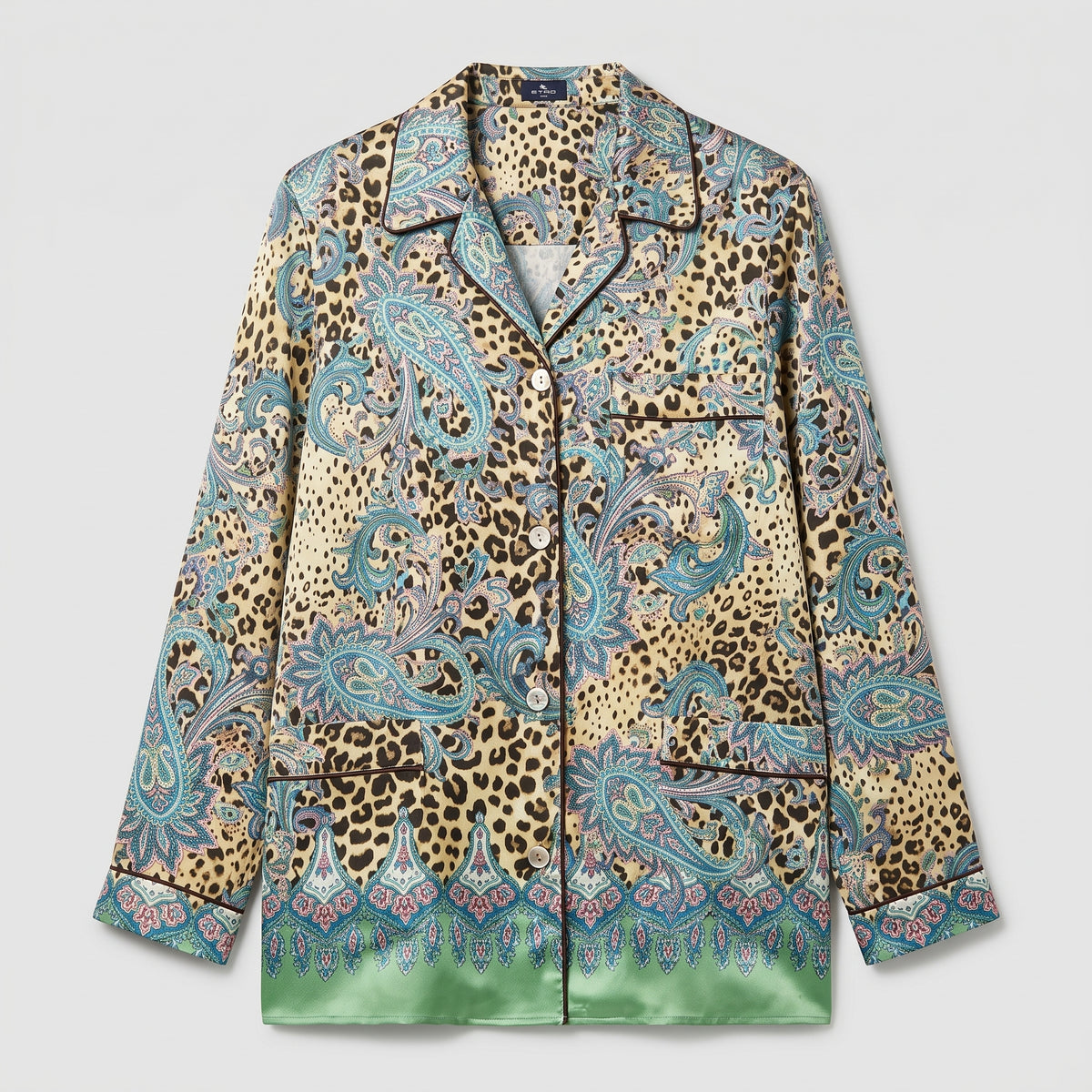 ETRO Paisley Leopard Print Silk Shirt