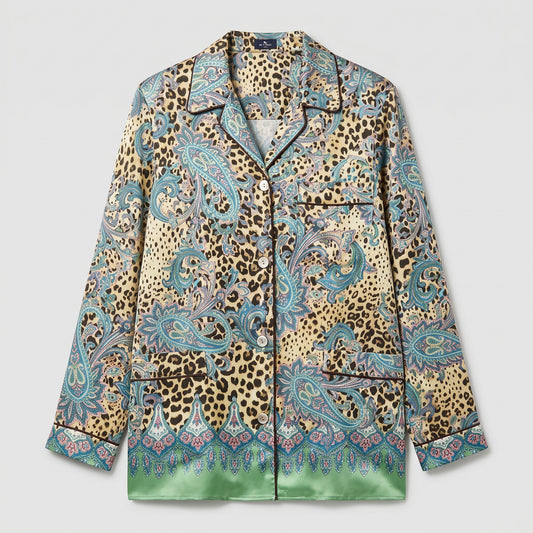 ETRO Paisley Leopard Print Silk Shirt