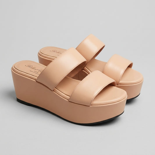 Pink Leather Platform Sandals