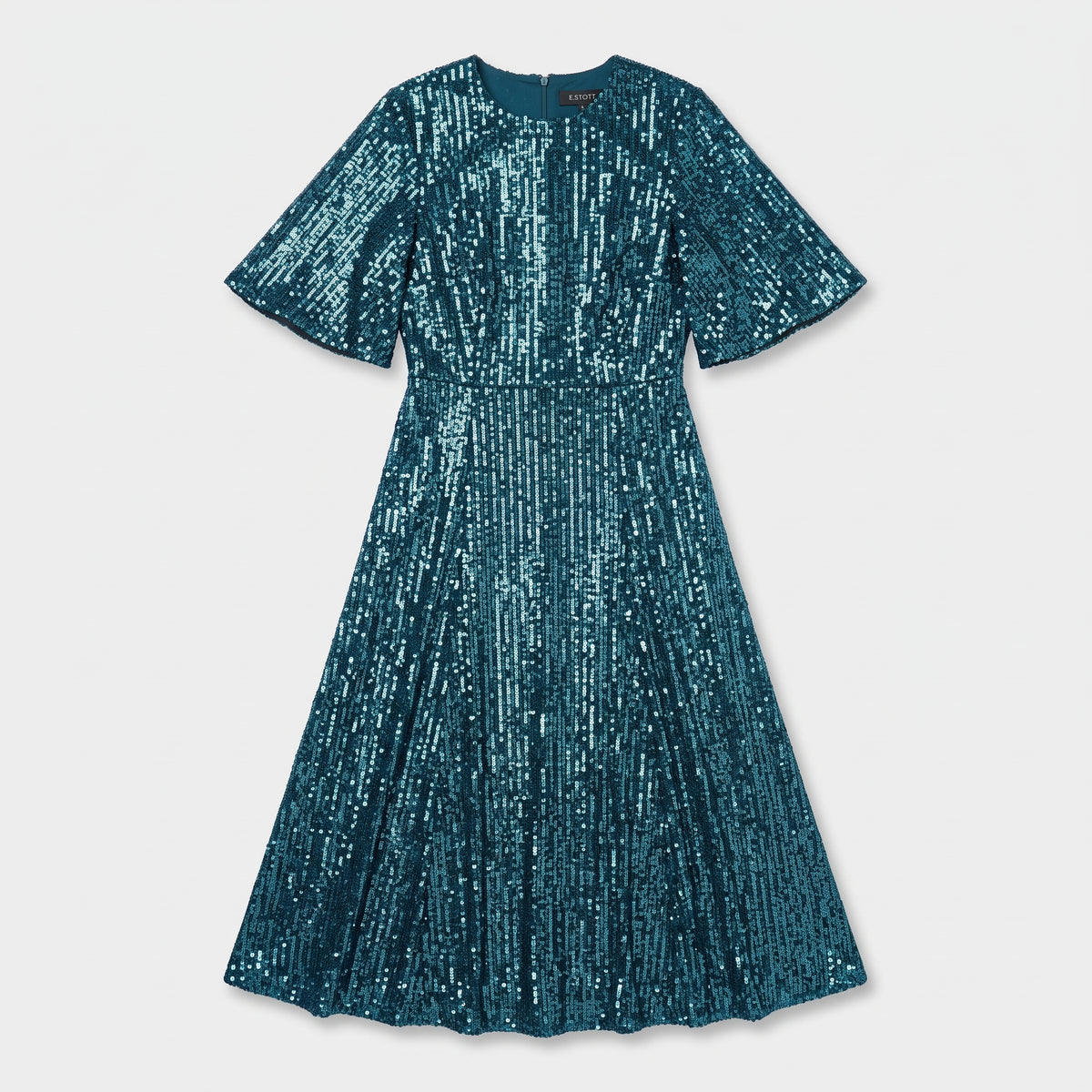 Sequin Flutter Sleeve Midi Dress