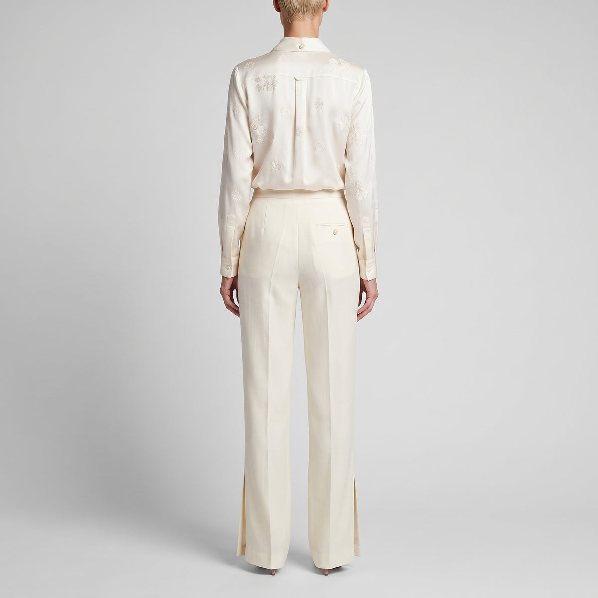 Ivory Tailored Side-Slit Trousers